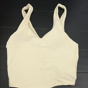 Cream Ribbed Women's Top